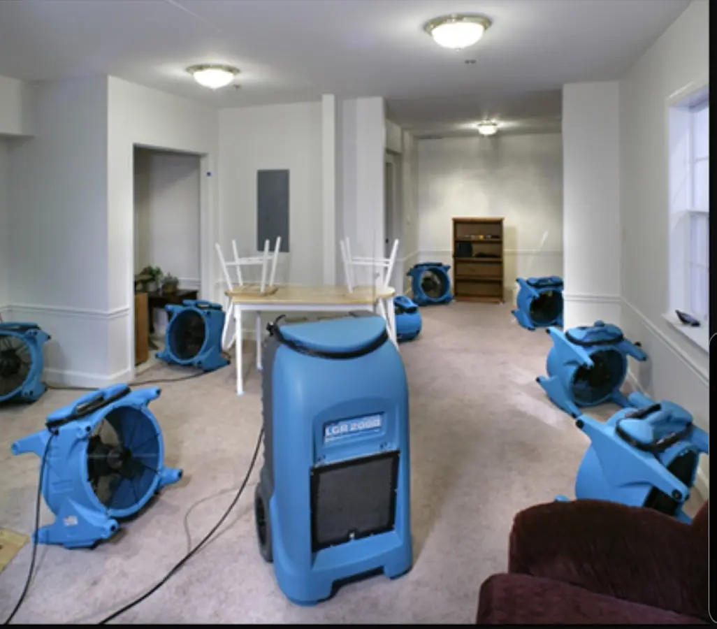 Air movers and dehumidifier setup for Water Damage Restoration in Oldsmar